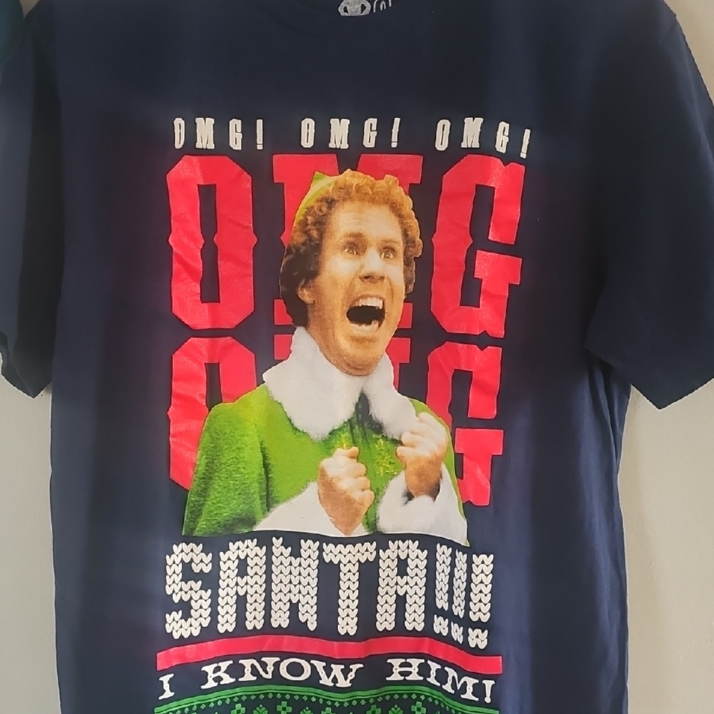 Vintage NWOT Elf Movie "OMG! Santa! I Know Him!" Graphic T-Shirt
